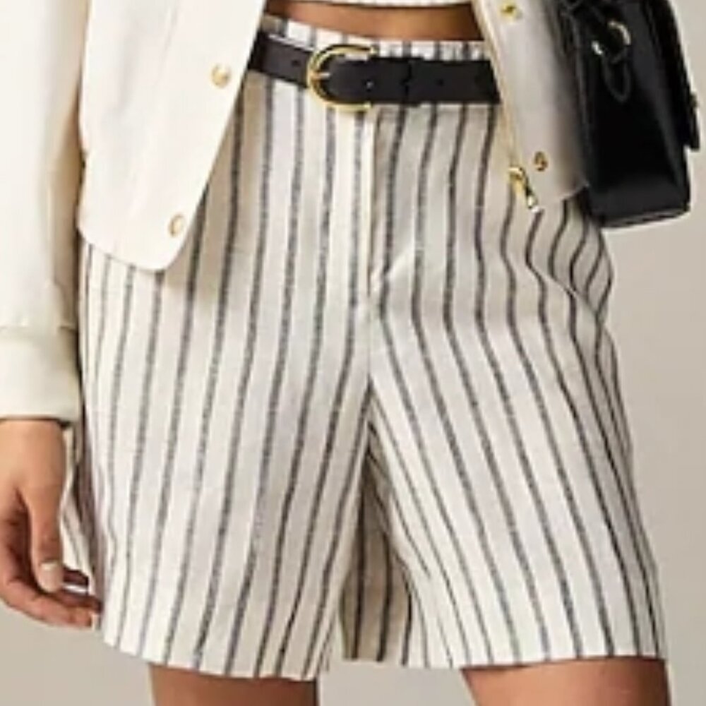 J.Crew Harbor Short – 6" Inseam – Striped Linen – Beige – XS – NWT